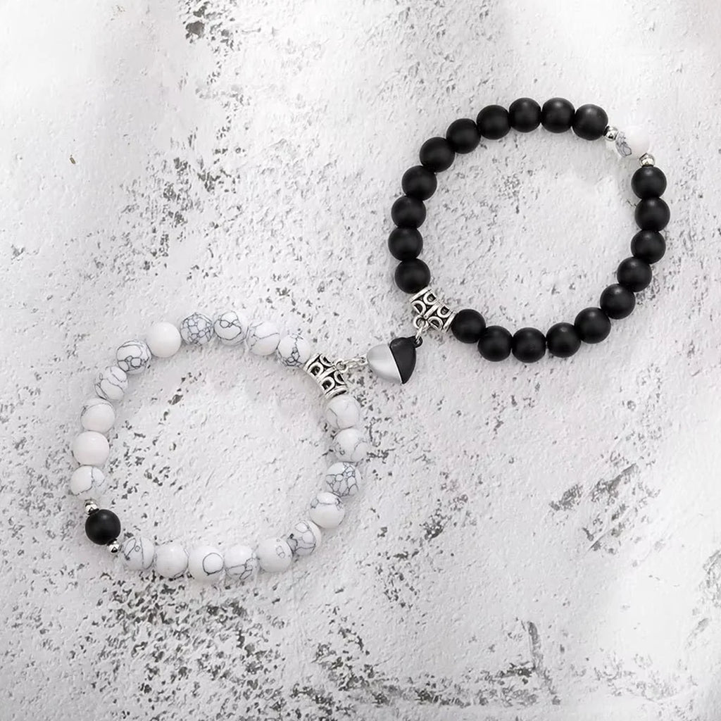 2Pcs/Set of Matching Beaded Heart Bracelets