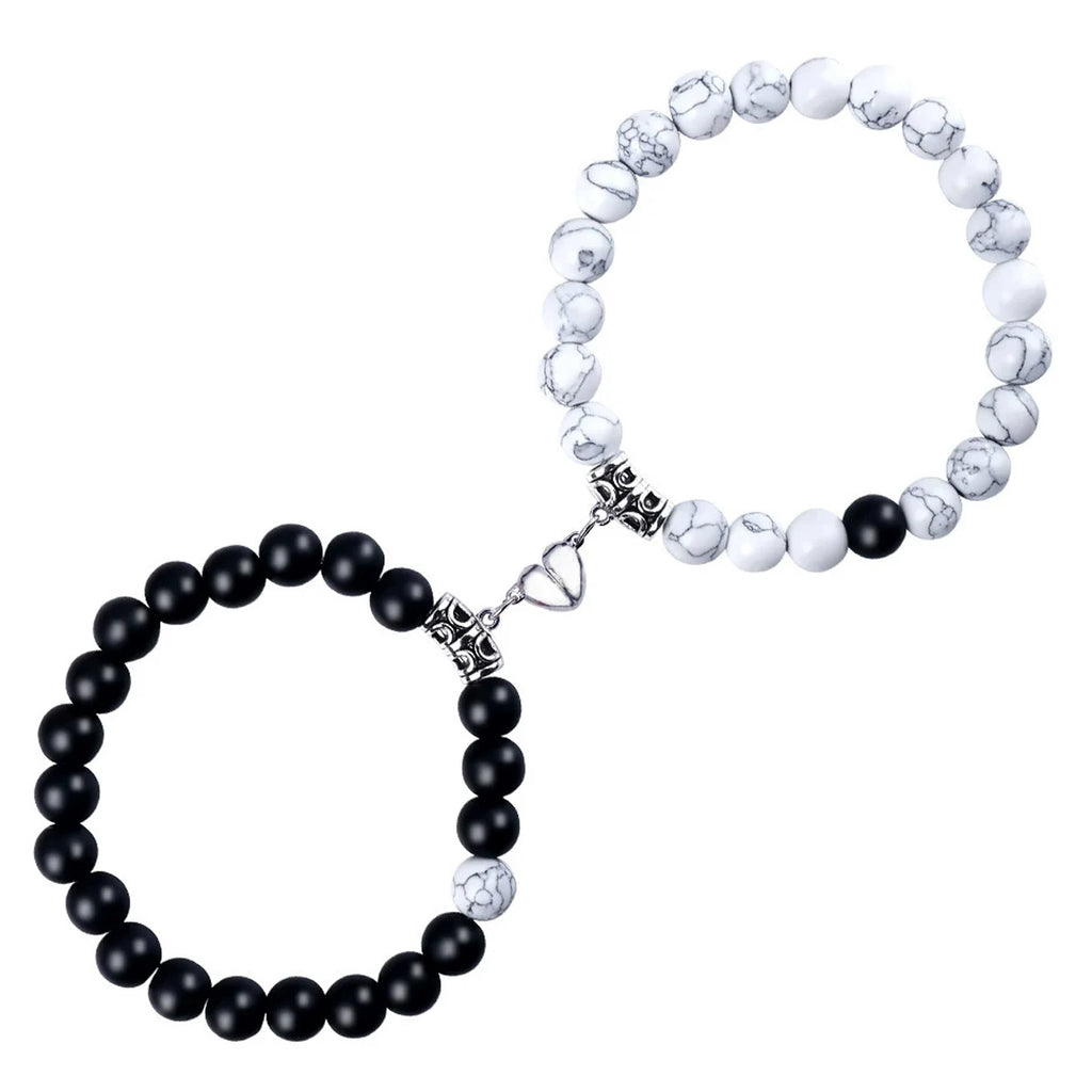 2Pcs/Set of Matching Beaded Heart Bracelets