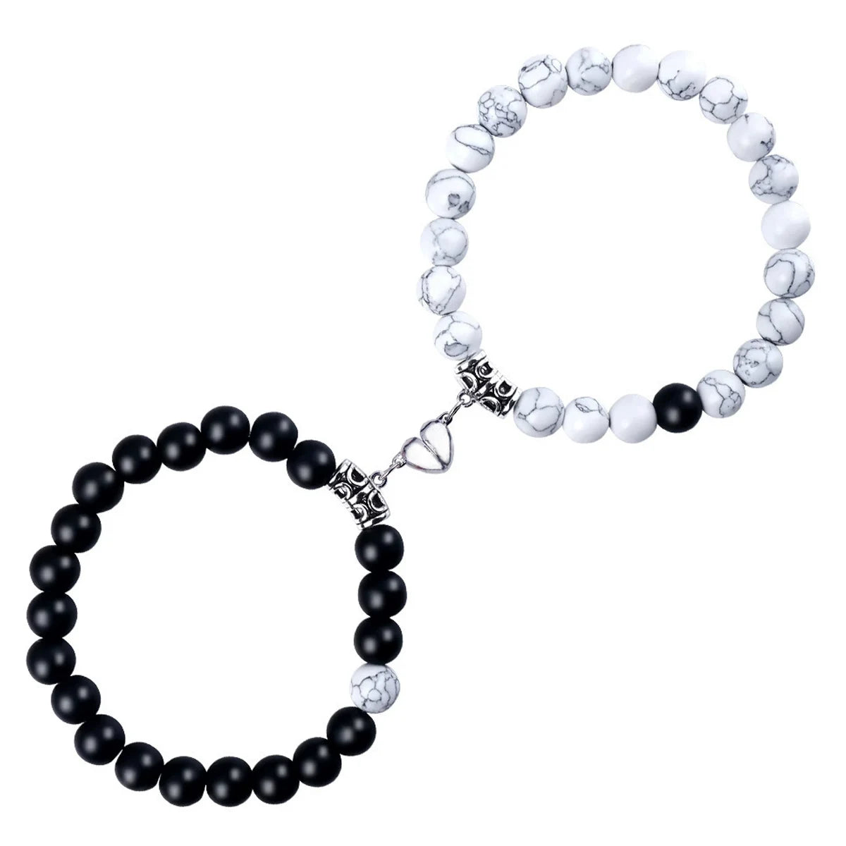 2Pcs/Set of Matching Beaded Heart Bracelets